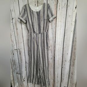 Women's XS Anthropologie Harlyn Navy & White Striped Jumpsuit Romper Jumpsuit Nw